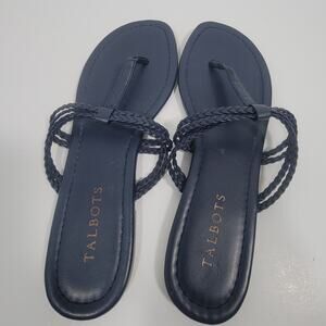 Talbots Womens 8 Navy Cece Braided Flip Flop Flat Sandals Summer